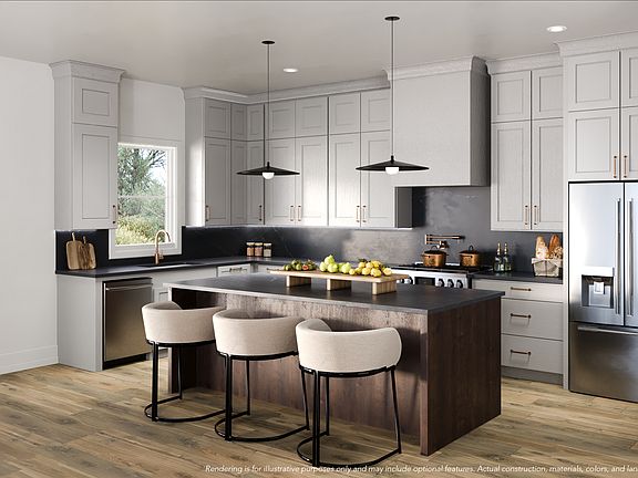Kitchen rendering, featuring the Luxe Eclipse design package.
