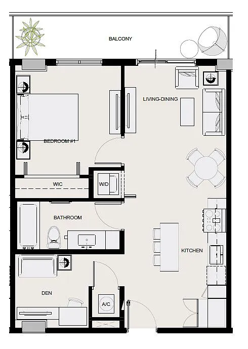 Floor plan 1x1 - 683sqft - A16D