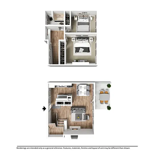 Floor plan 2 Bedroom Townhome