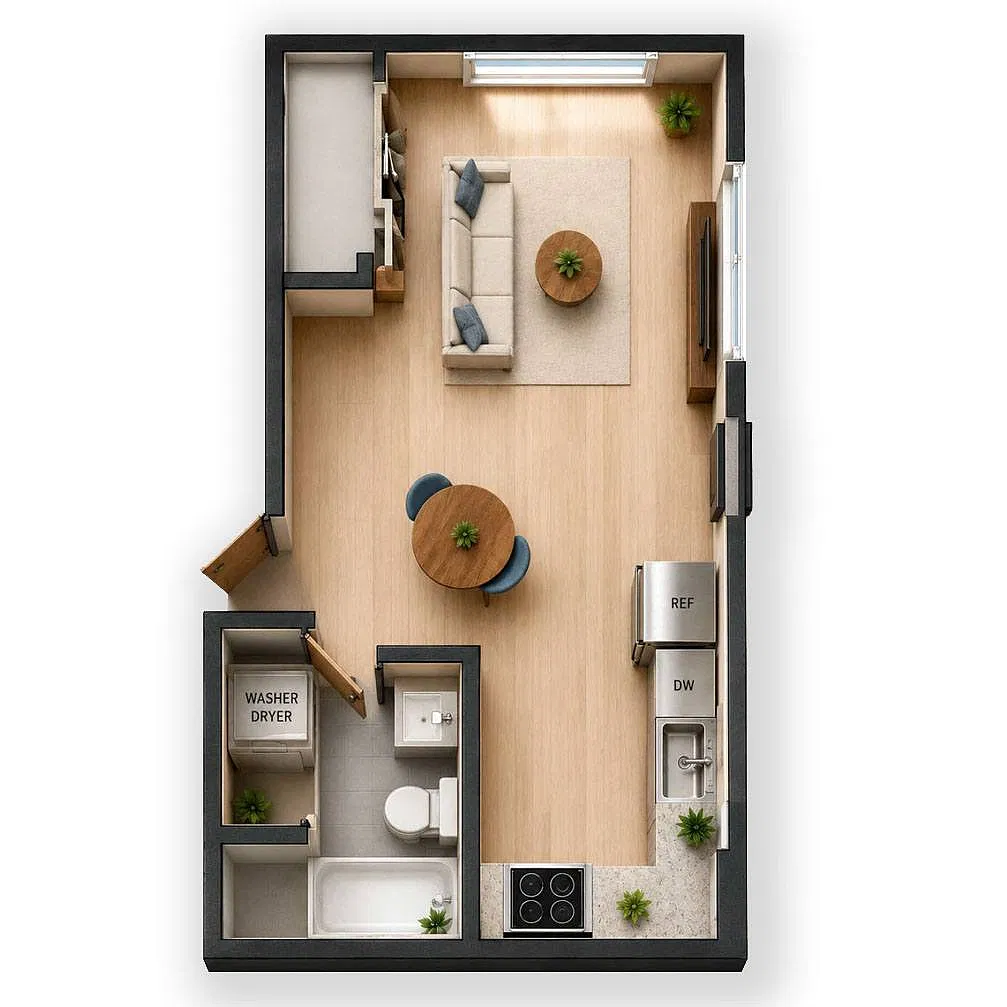 Floor plan Studio 1 Bathroom