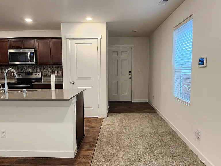 Entry hallway attached to the kitchen and living room.