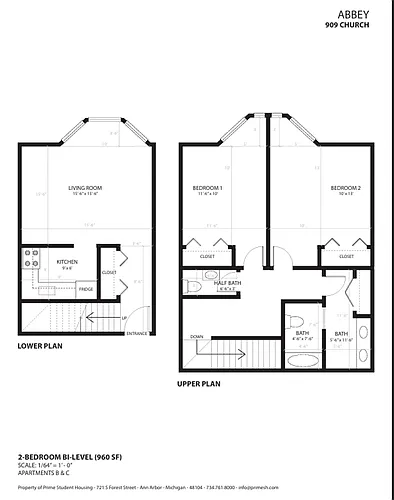 Floor plan 2-Bedroom Bi-level
