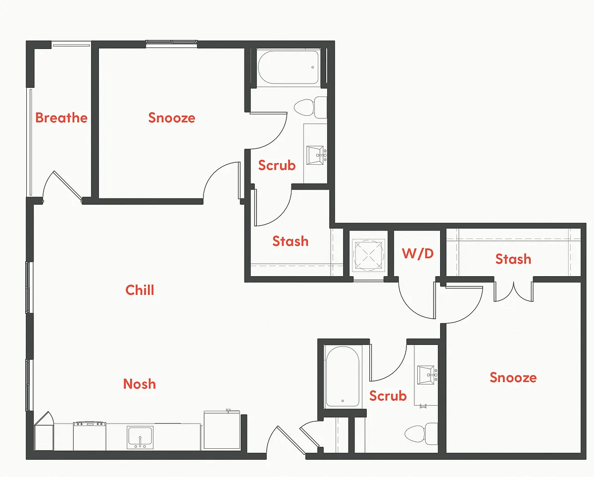 Floor plan B1 2Bed/2Bath