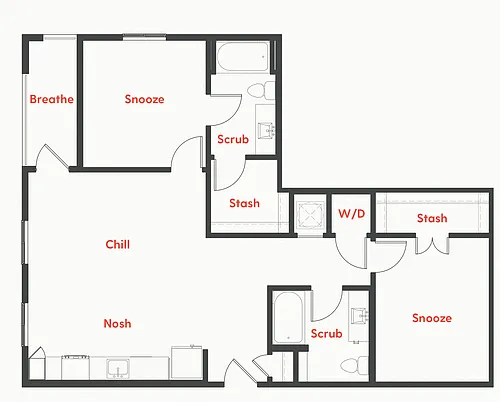 Floor plan B1 2Bed/2Bath