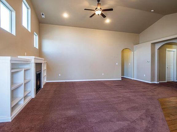 Bright living room with vaulted ceilings