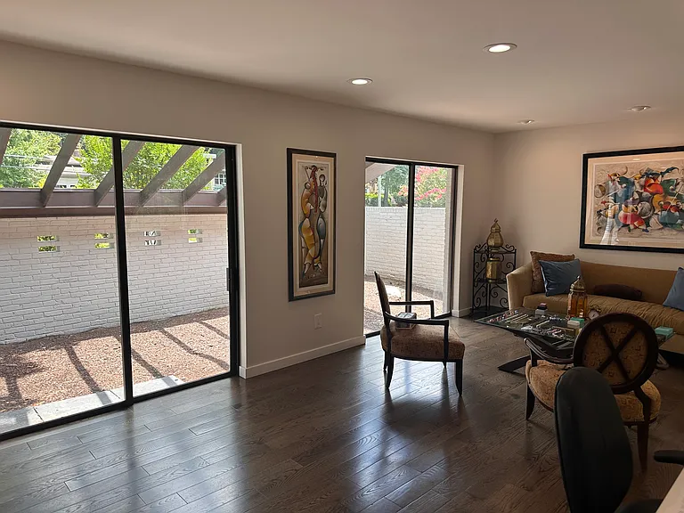 The living room opens to the garden