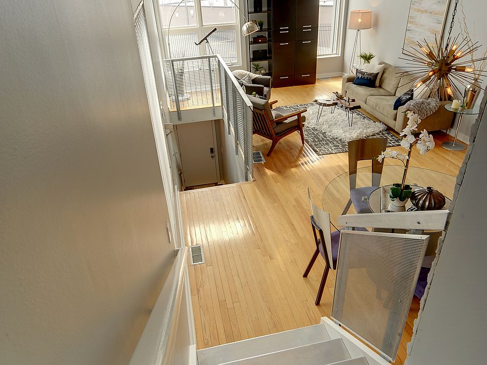 Lving room from steel stairs