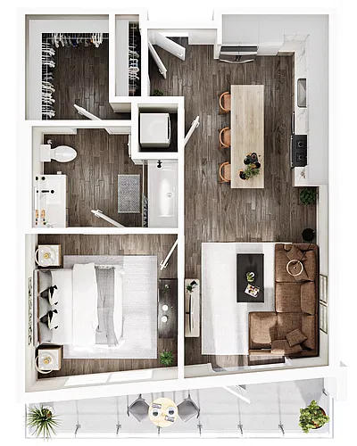 Floor plan 1 Bedroom | 1 Bath | Plan A2
