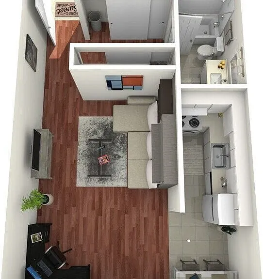 Studio One Bathroom (S1) Floorplan Diagram