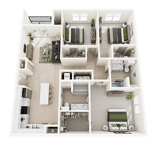 Floor plan 3 Bed, 2 Bath