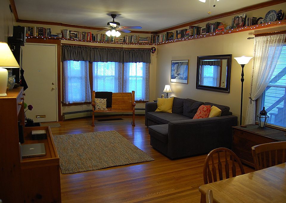 Open living and dining room