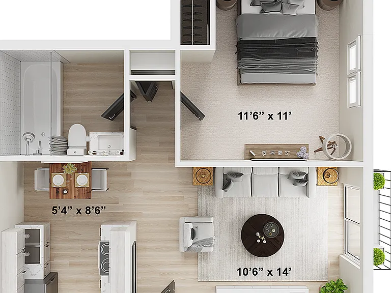 1 BR x 1 BA - A Floorplan - Renovated 1 BR x 1 BA - A Floorplan - Renovated