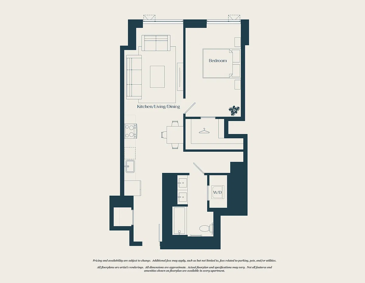 Floor plan 1 Bed - 1 Bath | A08A