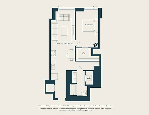 Floor plan 1 Bed - 1 Bath | A08A