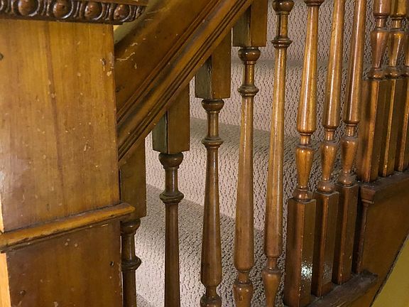 Original Victorian wood entry staircase