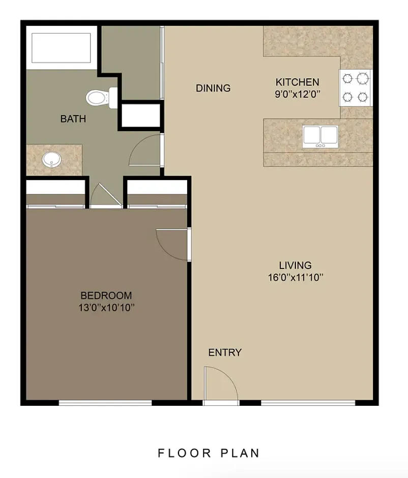 Floor plan 1 Bed 1 Bath