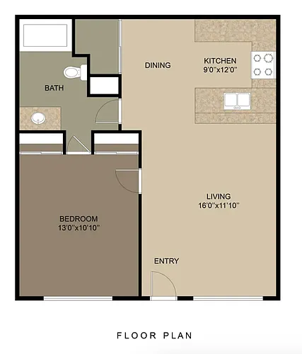 Floor plan 1 Bed 1 Bath