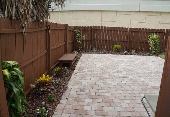 Beautiful pavers in the backyard. Great entertaining area!