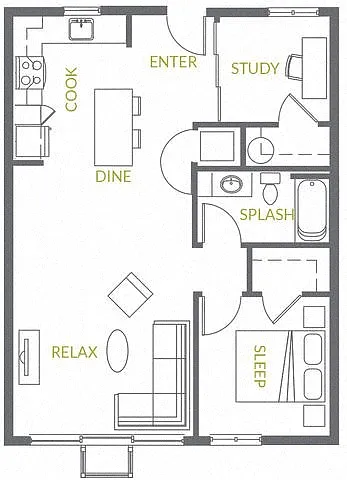 Floor plan Iris | 1x1 + Den