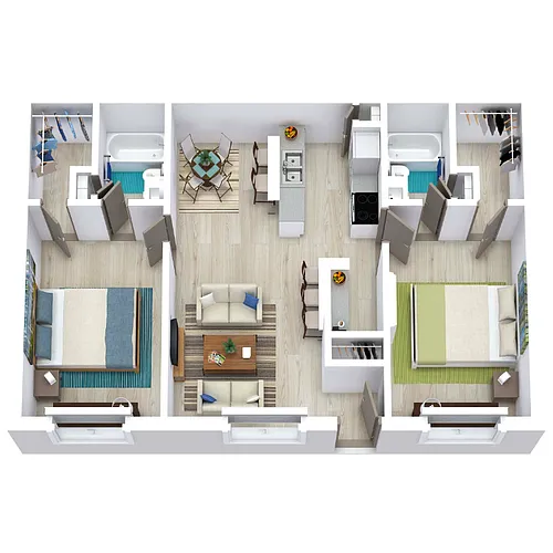 Floor plan 2 Bed 2 Bath 1030