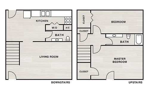 Floor plan 2 Bedroom, 1.5 Bath