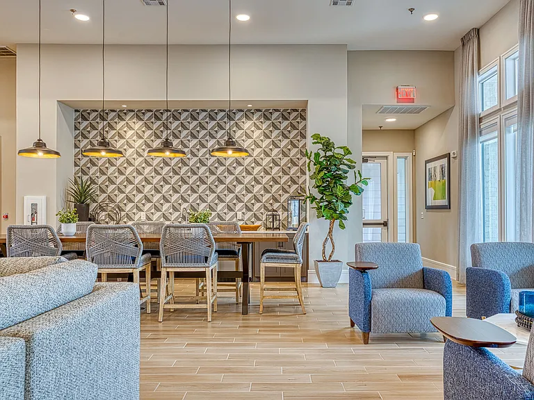 Bright and Stylish Clubhouse Seating and Dining area at The Hightone - Denton, TX