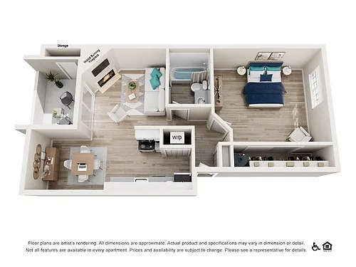 Floor plan 1 Bedroom 1 Bath - Renovated