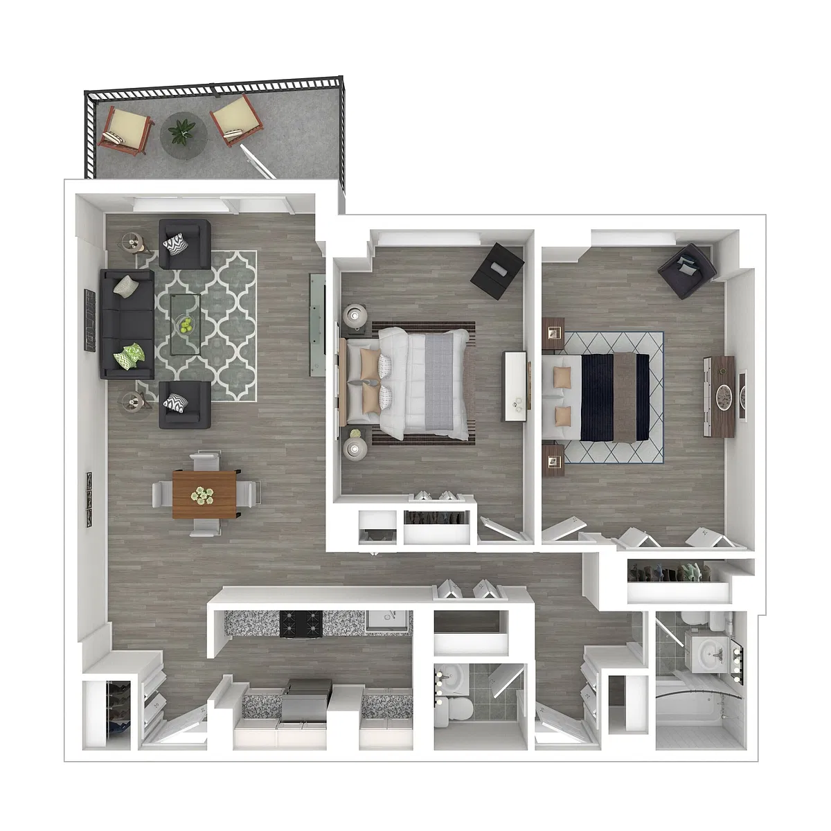 Floor plan B2 - 2 Bed/1.5 Bath