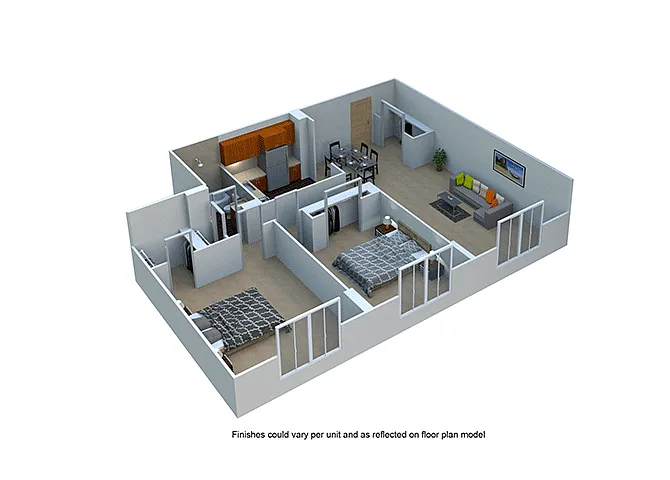 Floor plan Two Bedroom 1 Bath