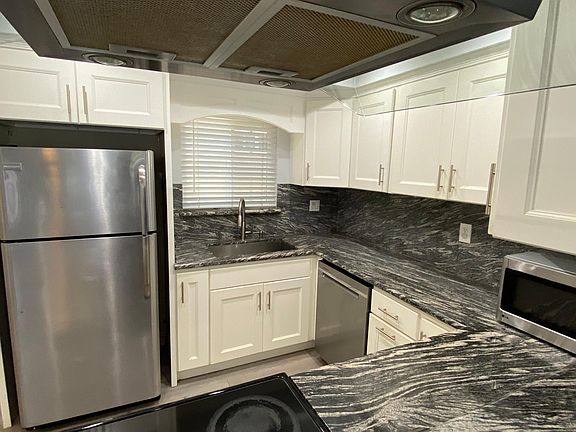 Stainless steel appliances & granite counters