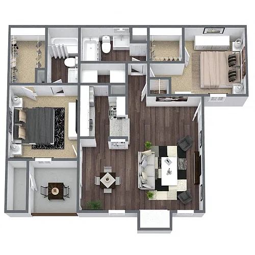 Floor plan B2: 2 Bed 2 Bath