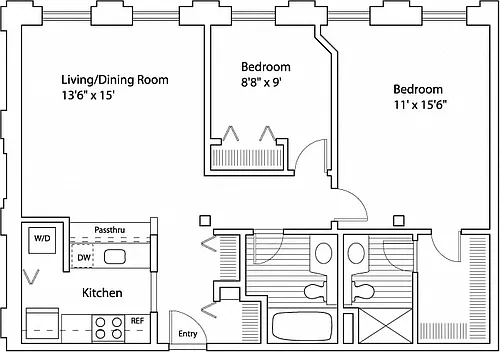 Floor plan 2 Bed 2 Bath