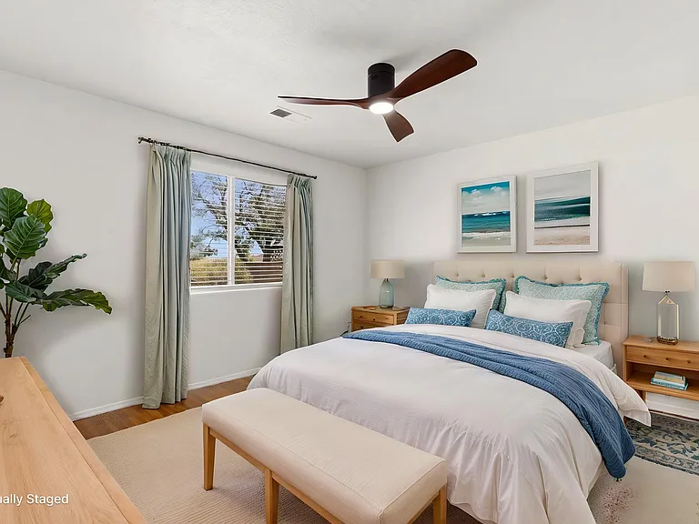 Virtually staged master bedroom