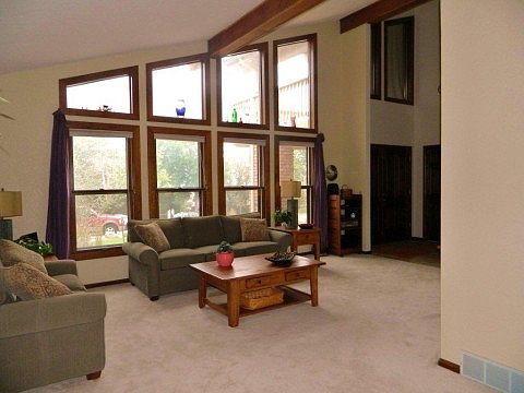 Vaulted ceilings in living room