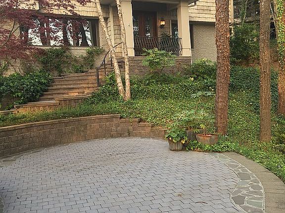 Dramatic front patio