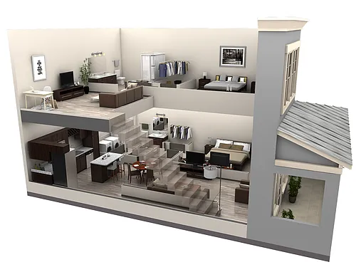 Floor plan 2 BR Designer Loft