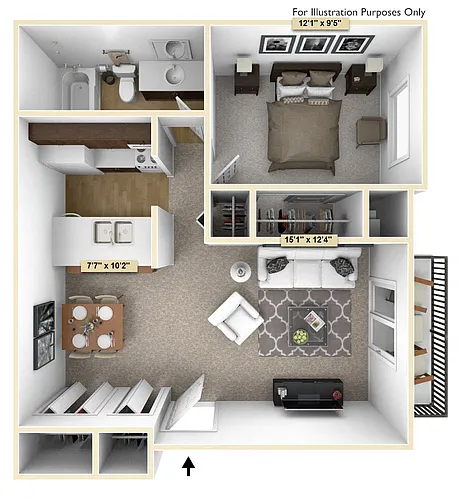 Floor plan One Bedroom Cypress
