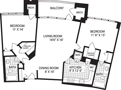 Floor plan 2 Bedrooms G