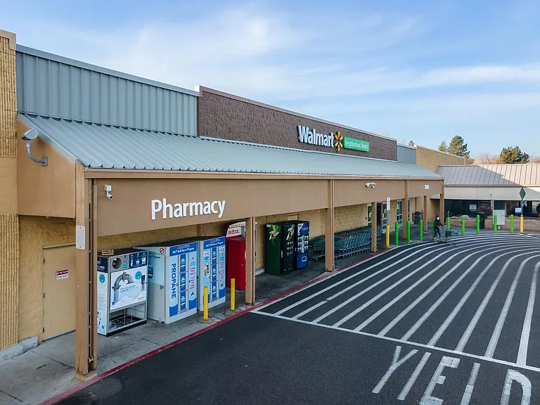 Nice Walmart just up the street. 4 minute drive, 11 min walk. Great selection of groceries and friendly staff.