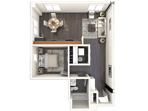 Floor plan 1-Bedroom 1-Bathroom | 788 sqft