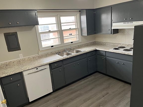 kitchen, cabinets freshly painted and new sink/faucet/countertops