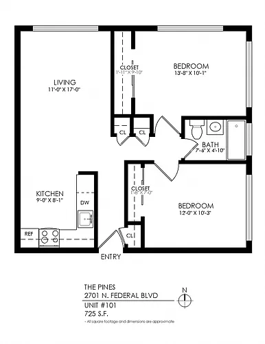 Floor plan 2 Bedroom 1 Bathroom