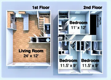 Floor plan Three Bedroom Townhome
