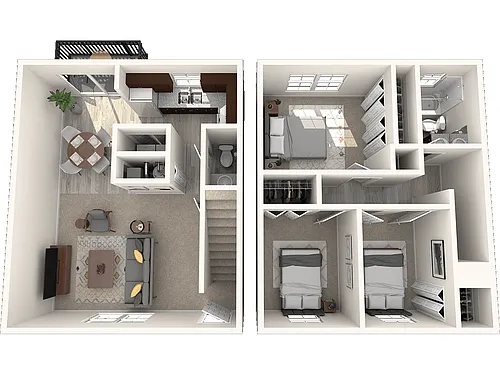 Floor plan 3 Bedroom Townhome