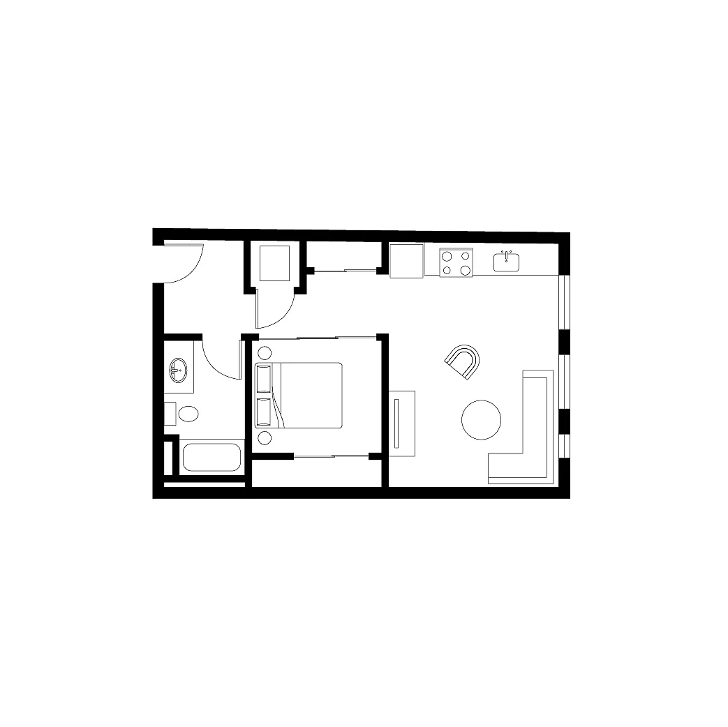 Floor plan Open 1 Bed - B3