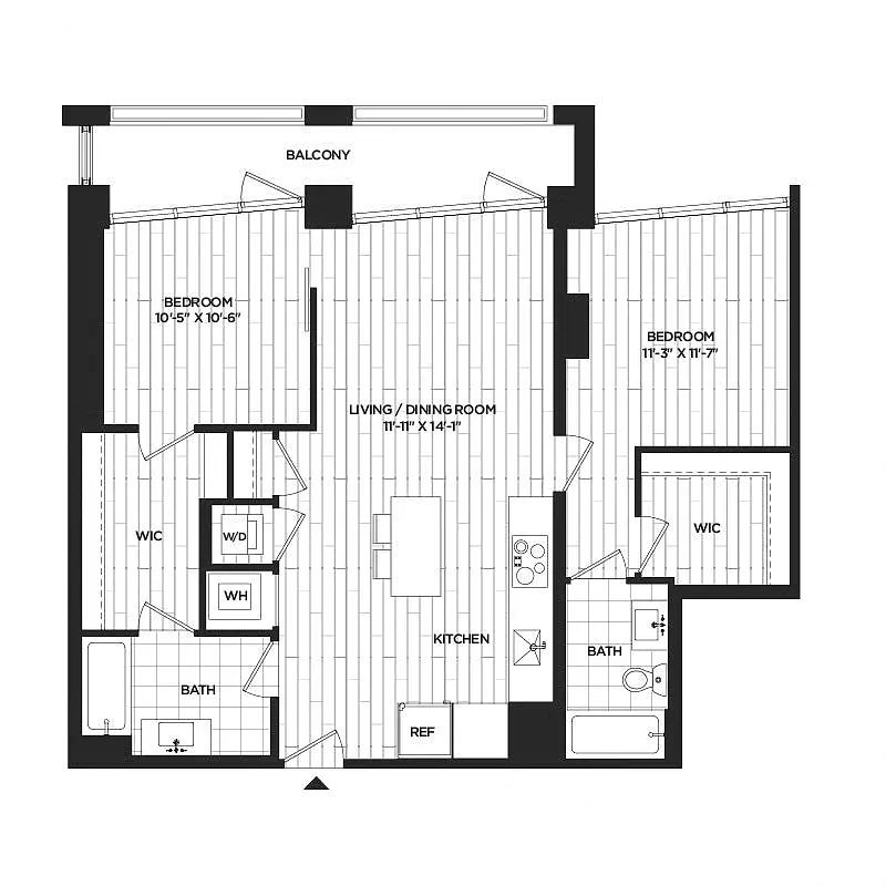 Floor plan 2 Bed - 2 Bath | B07