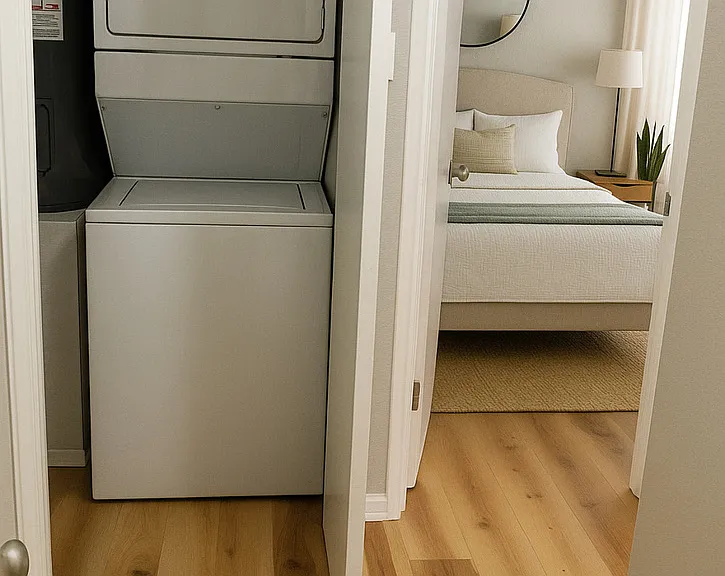 2BR/1BA apartments come with brand-new, ensuite, stacked Washer/Dryers