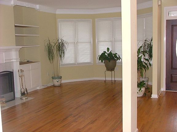 Hardwood Flooring, Columns with built in Shelves 
