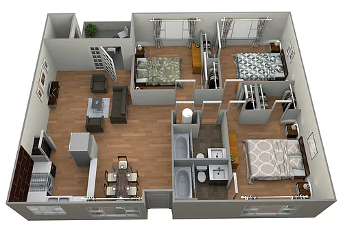 Floor plan Rio Grande - 3 Bedroom w/ 2 Baths