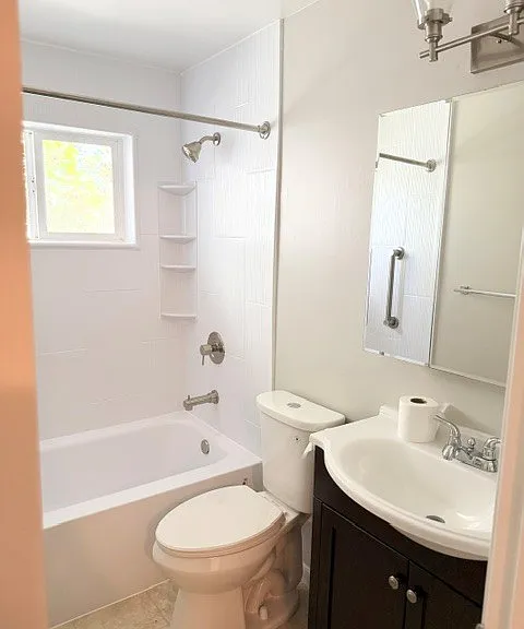 Full bathroom located upstairs with new shower/tub insert, new hardware and new toilets.